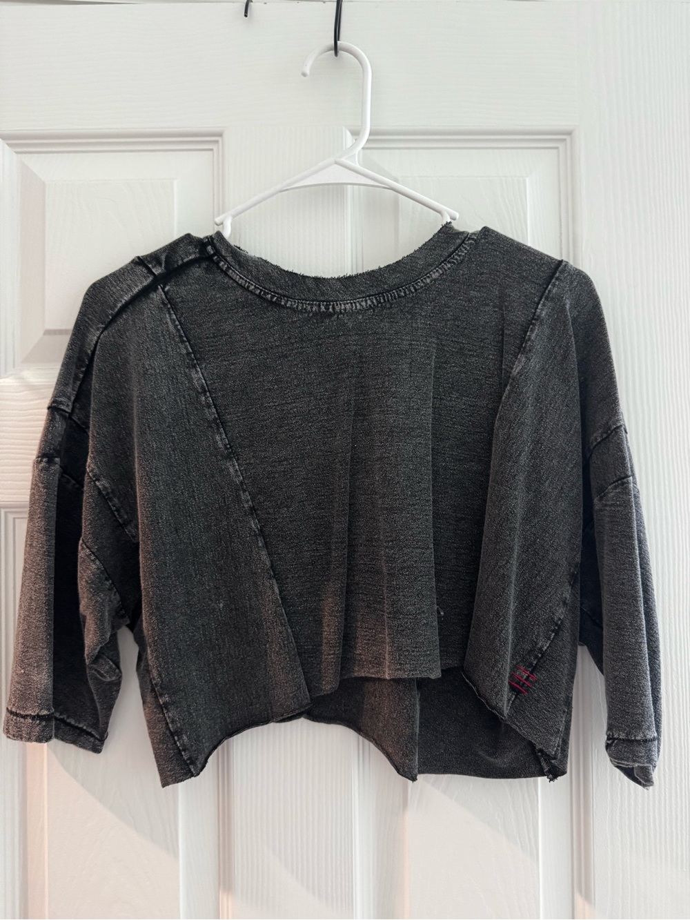 BDG Charcoal Raw-Edge Cropped Sweatshirt
